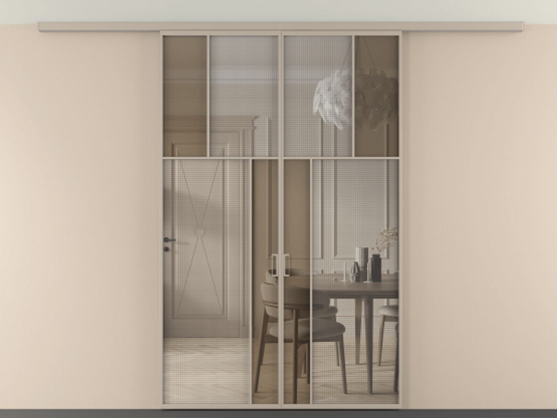 Перегородка Mosaic вдоль стены на потолок двустворчатая #VENDORCODE# #FURNISH# #GLASS# Цена #PRICE# #CURRENCY# | Volhovec