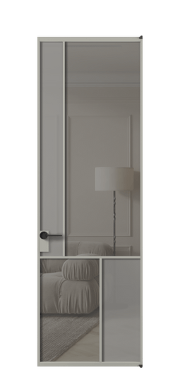 Межкомнатная дверь АЛПЛ041.20 АНСР Серый сатин матовое + Серый прозрачное. Цвет Алюминий нейтральный серый. Материал Алюминий в эмали. Коллекция Mosaic. Фото. Дверь межкомнатная АЛПЛ041.20 АНСР Серый сатин матовое + Серый прозрачное. Цвет Алюминий нейтральный серый. Материал Алюминий в эмали. Коллекция Mosaic. Картинка.